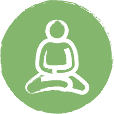 Icône représentant un personnage en position de méditation